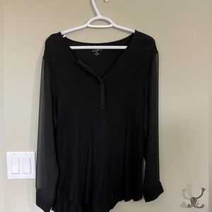 Loft Black Sheer Top Size L Petite